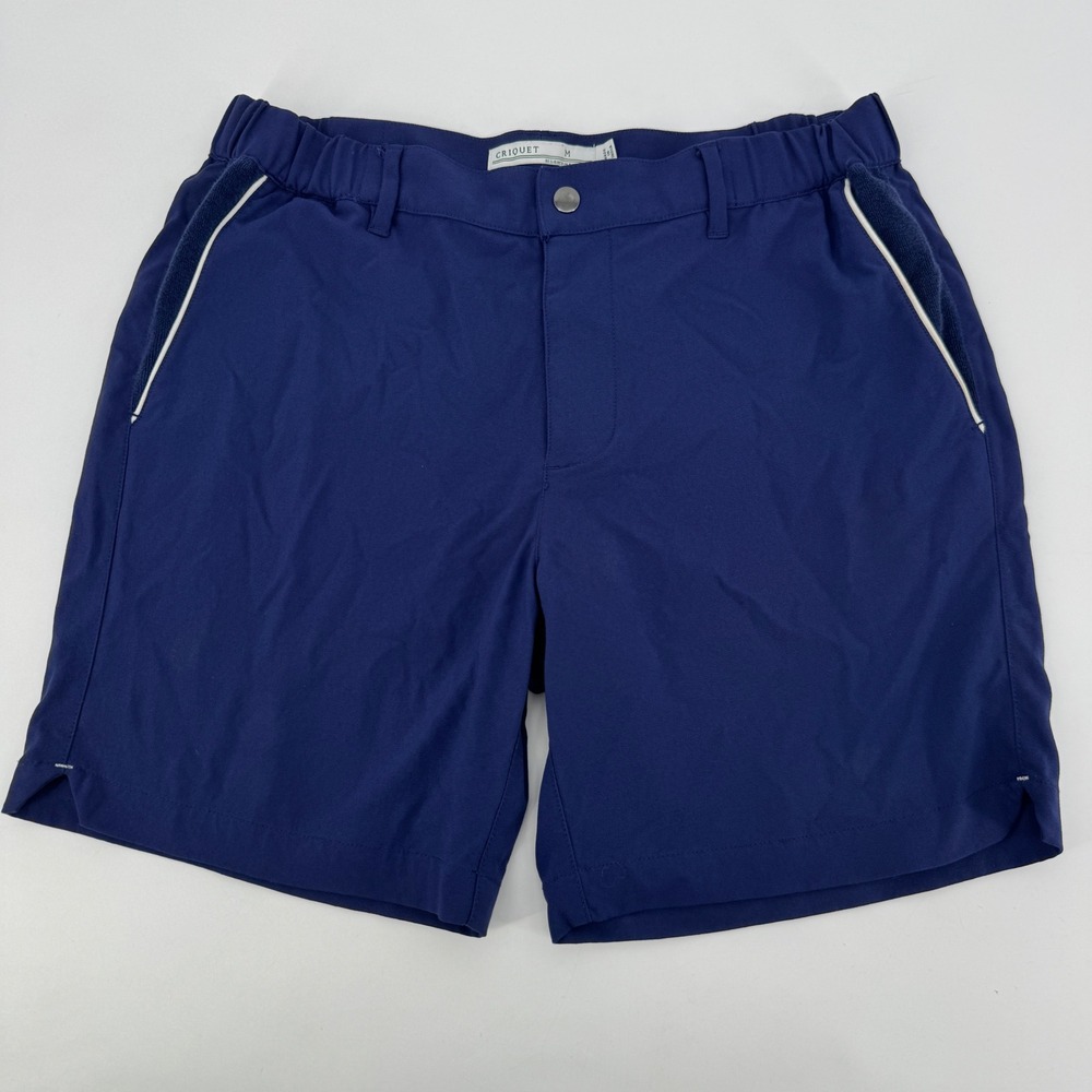 Criquet Mens Performance Golf Shorts Blue Nylon Spandex Size M Elastic Waist
